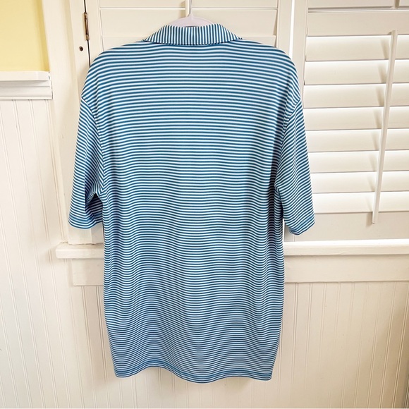 Peter Millar Turquoise Blue & White Stripe Summer Comfort Golf Polo Medium - Picture 2 of 5